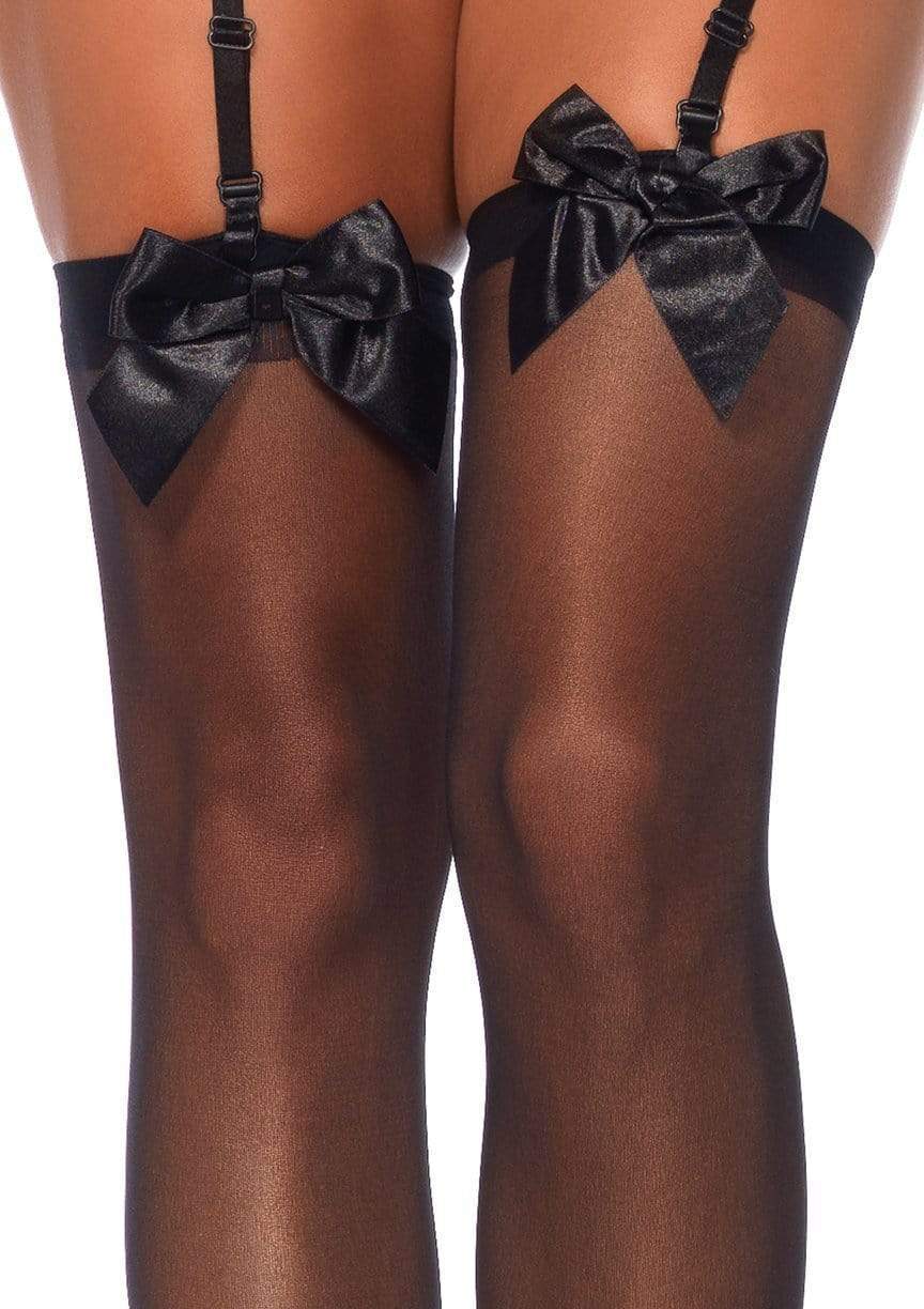 Sheer Thigh High Stockings with Satin Bow