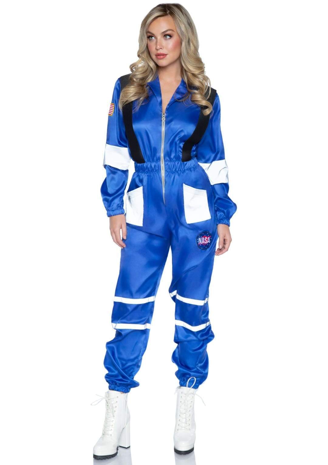 Space Explorer Zip Up Nylon Jumpsuit with Badge detail