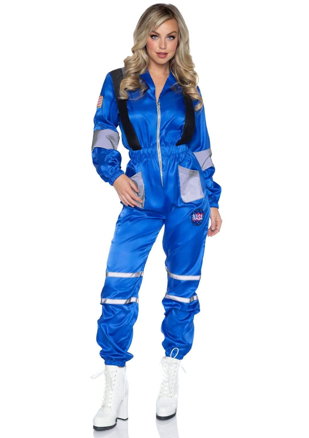 Space Explorer Zip Up Nylon Jumpsuit with Badge detail