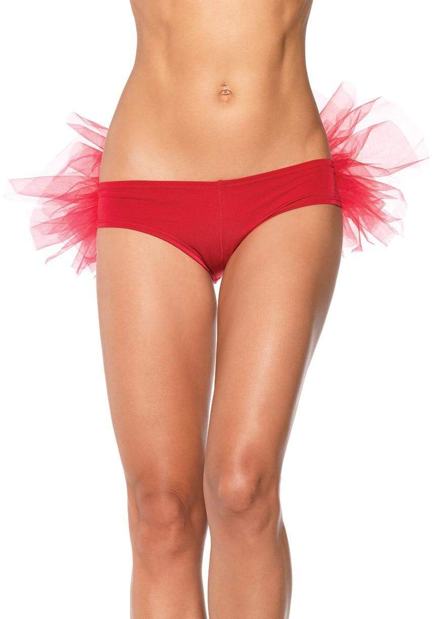 Tulle Ruffle Back Spandex Tanga Boyshorts