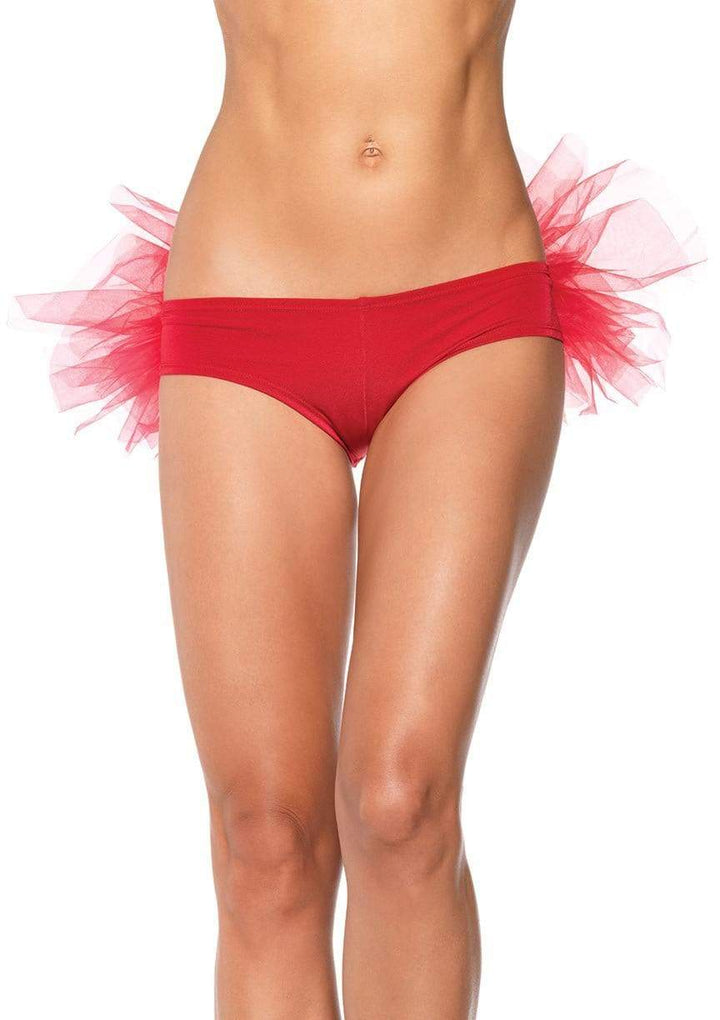 Tulle Ruffle Back Spandex Tanga Boyshorts