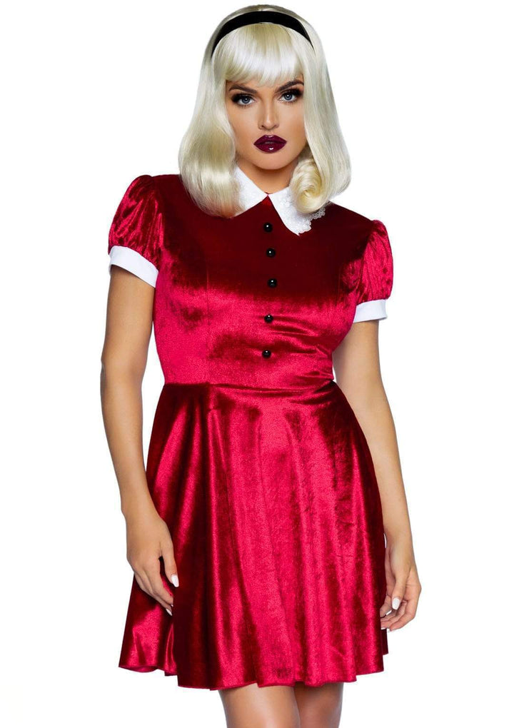 Spellbinding Witch Velvet Skater Skirt Dress and Headband