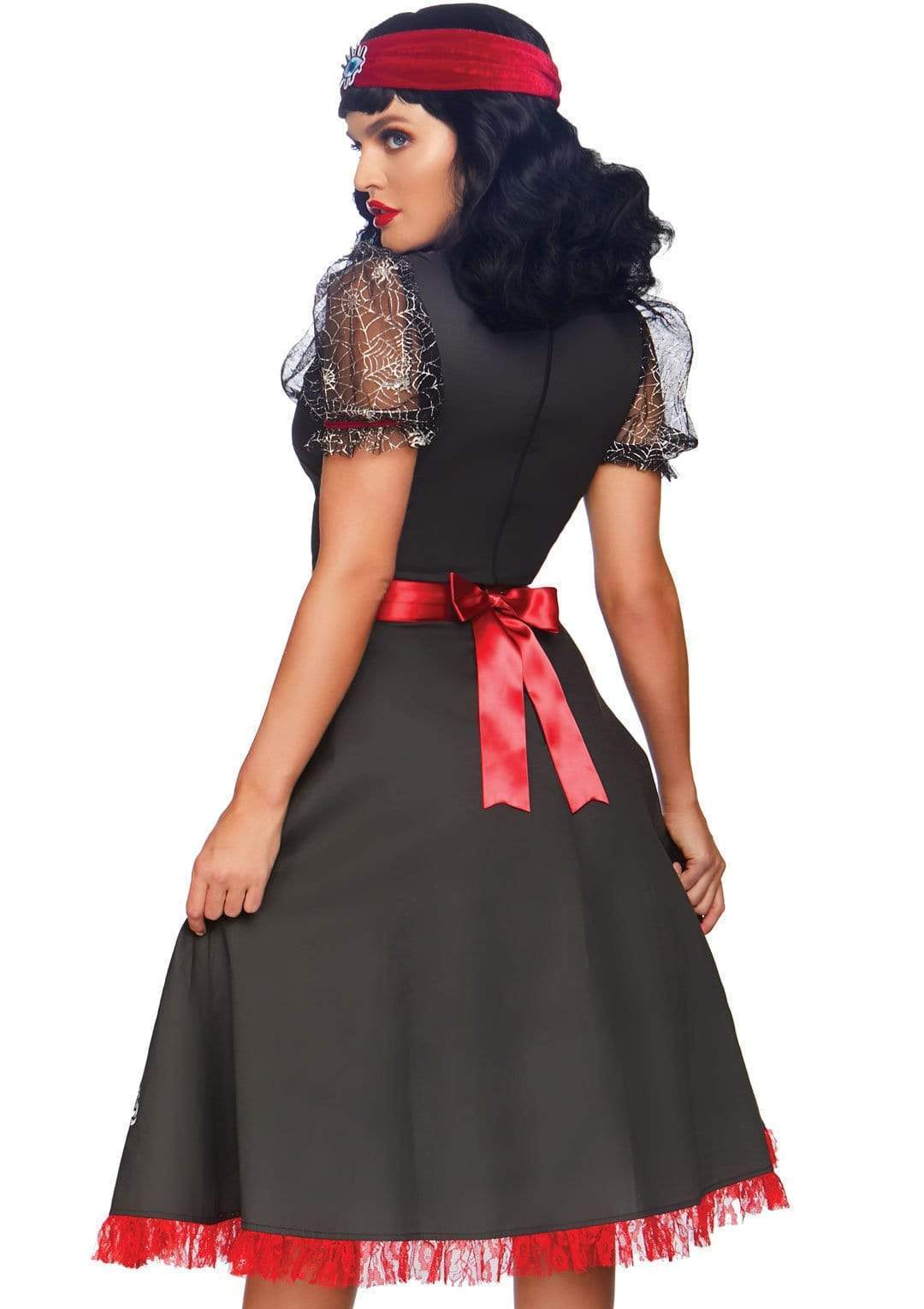 Spooky Printed Board Detail Swing Dress with Hand Detail Collar and Headband