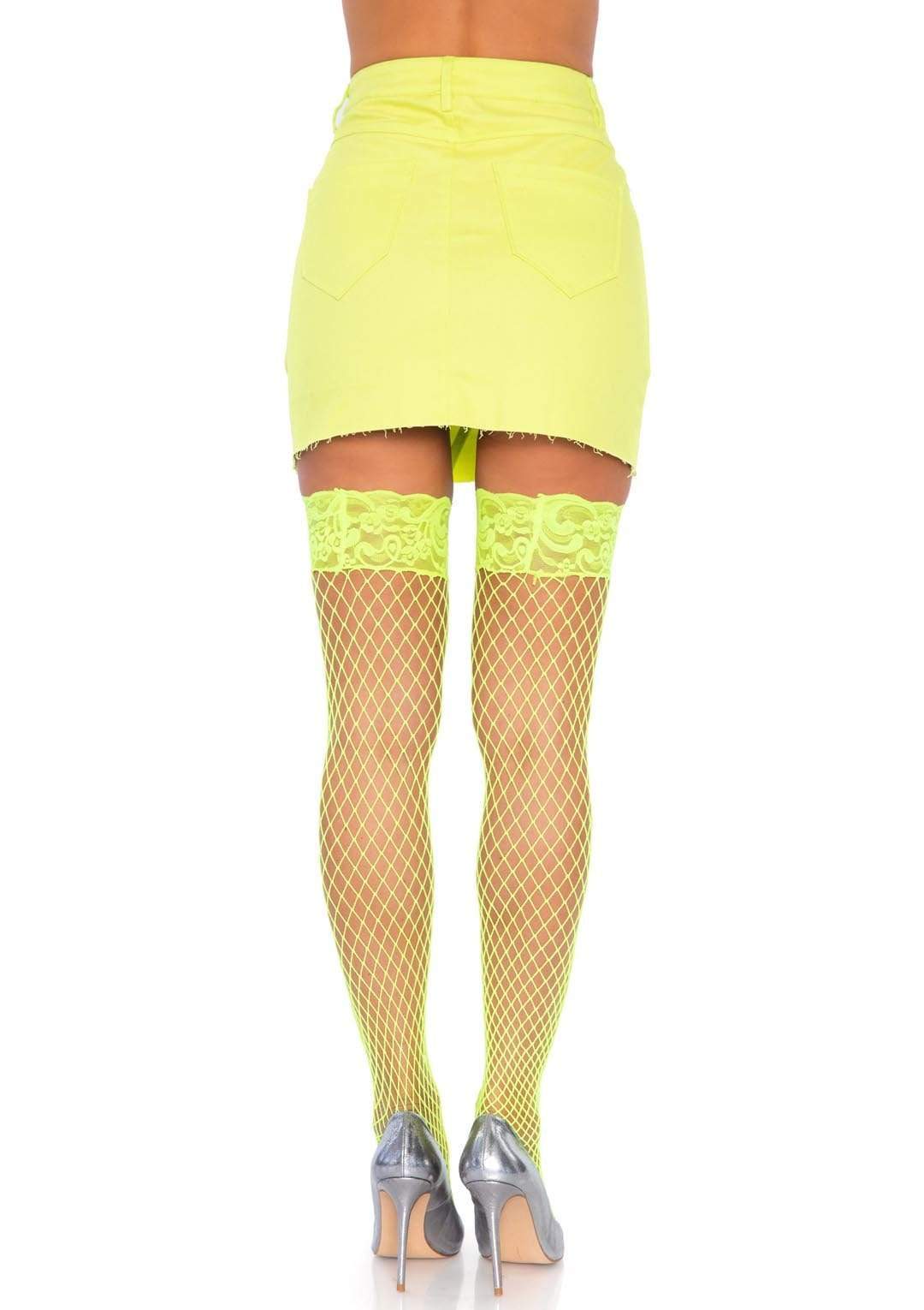 Fishnet Spandex Thigh Highs with Stay Up Lace Top