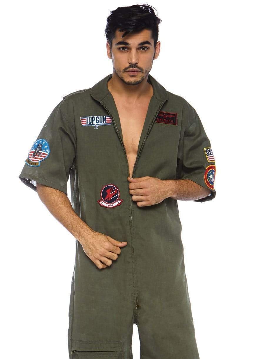 Top Gun Shorts Flight Suit with Maverick and Goose Name Badges Men's Costume