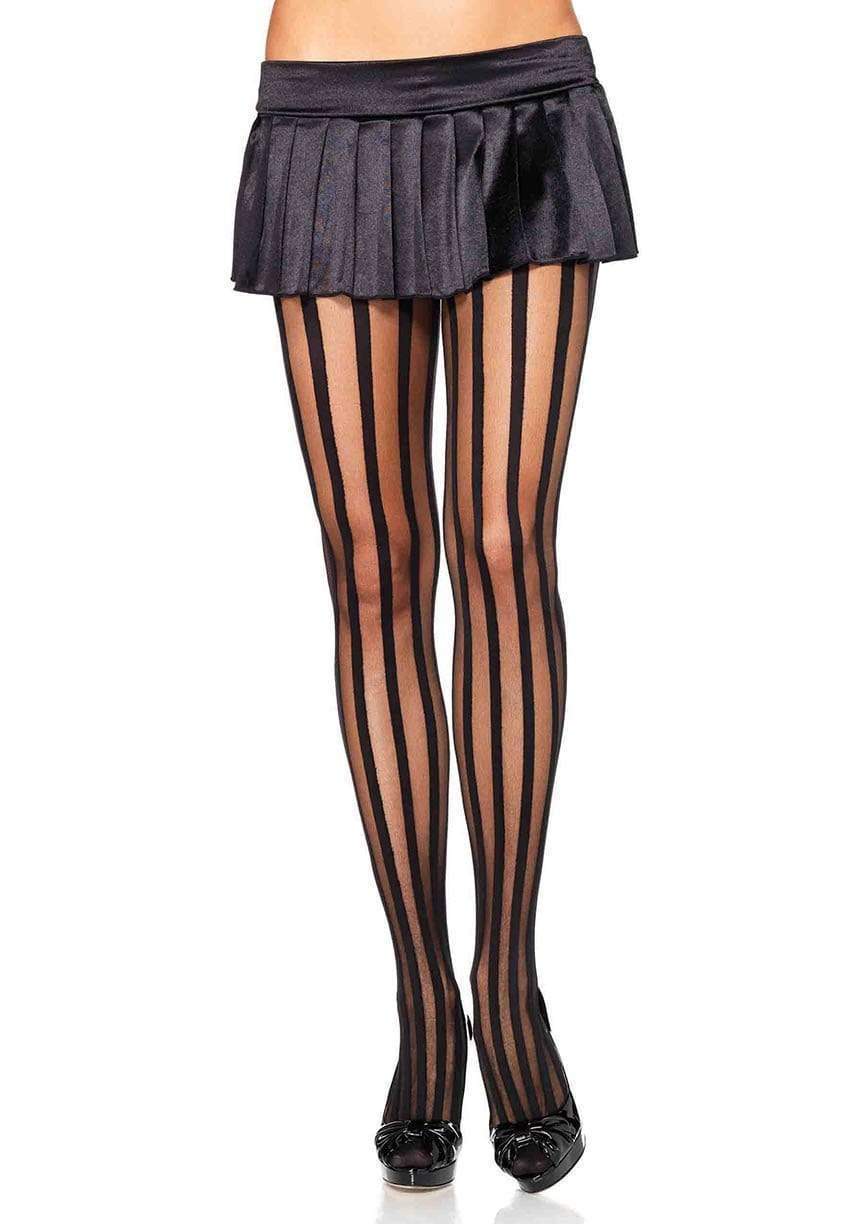 Sheer Pantyhose with Opaque Vertical Stripes
