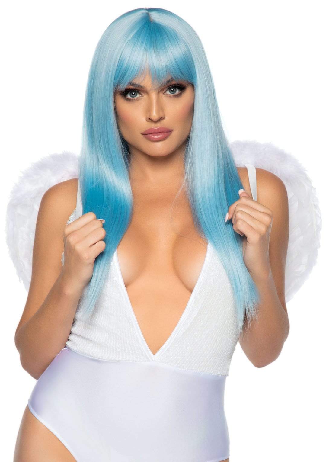 White Marabou Trim Feather Wings with Elastic Straps