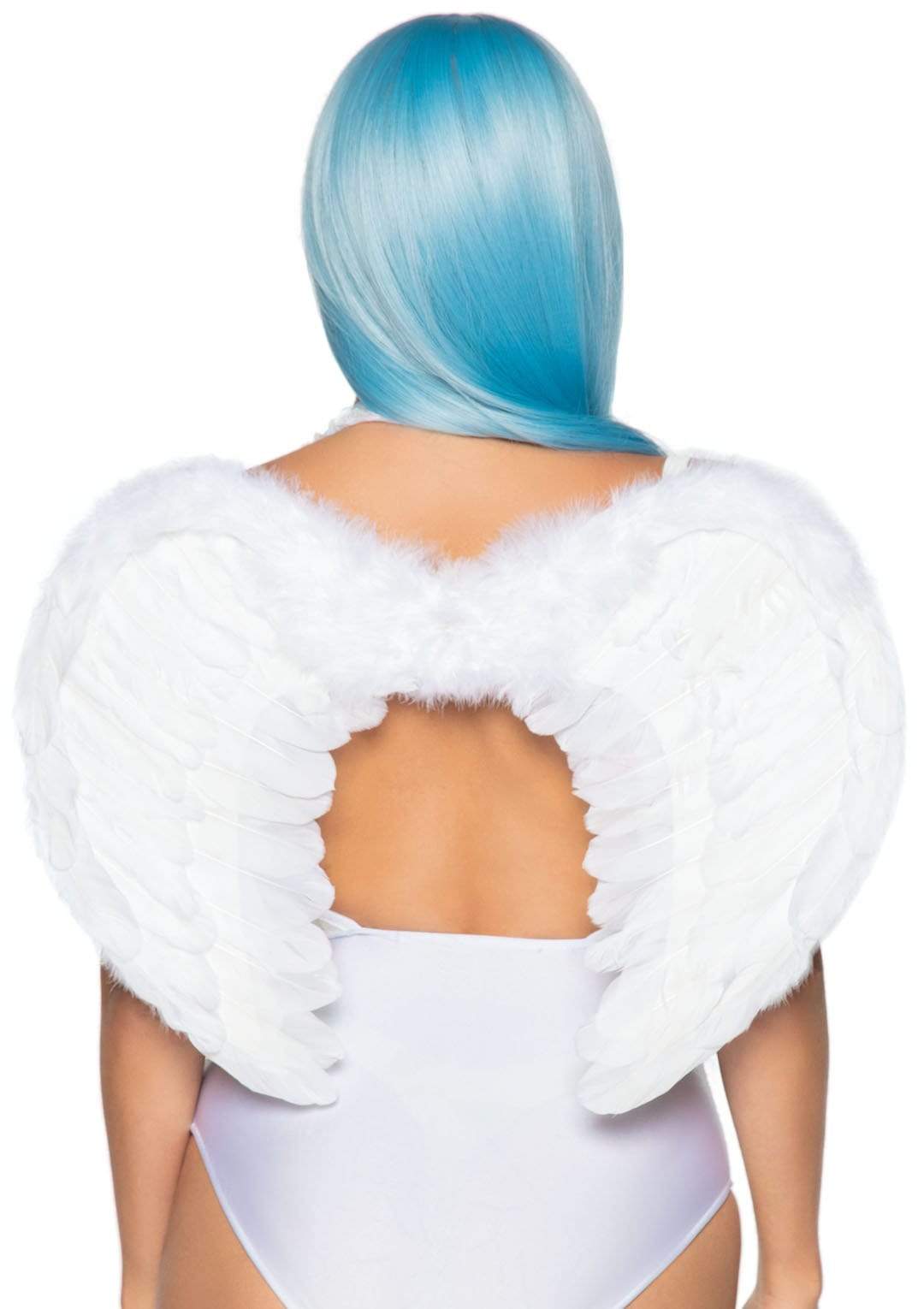 White Marabou Trim Feather Wings with Elastic Straps