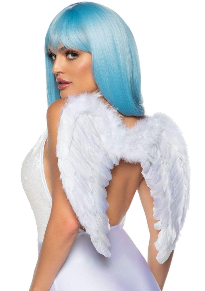 White Marabou Trim Feather Wings with Elastic Straps