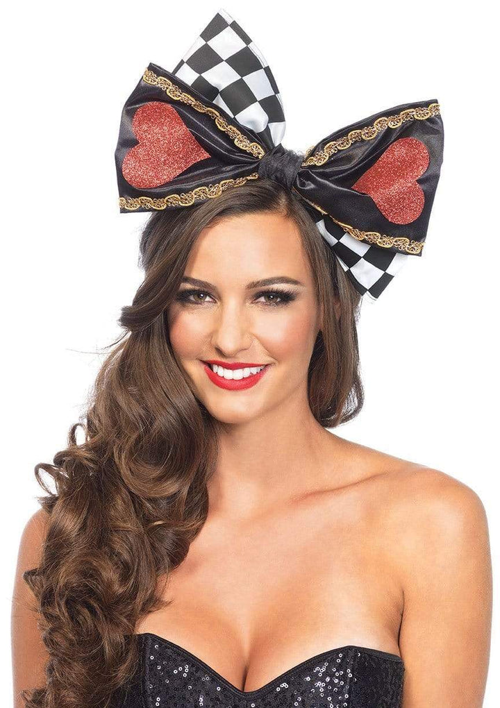 Wonderland Checkerboard Oversized Bow with Heart Accents