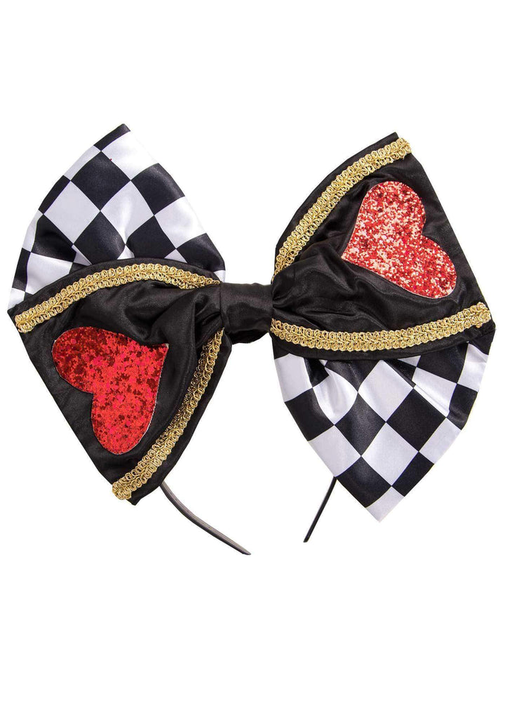 Wonderland Checkerboard Oversized Bow with Heart Accents
