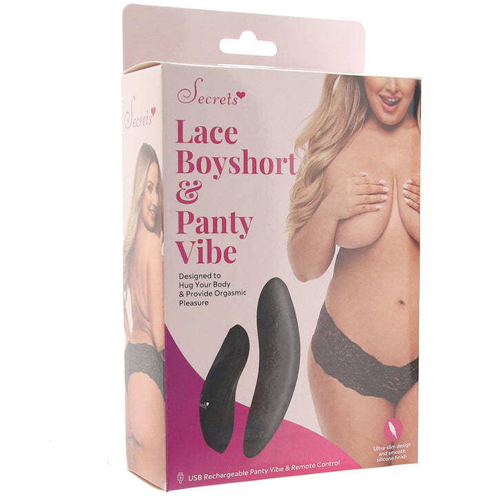 Black Lace Boyshort & Remote Panty Vibe
