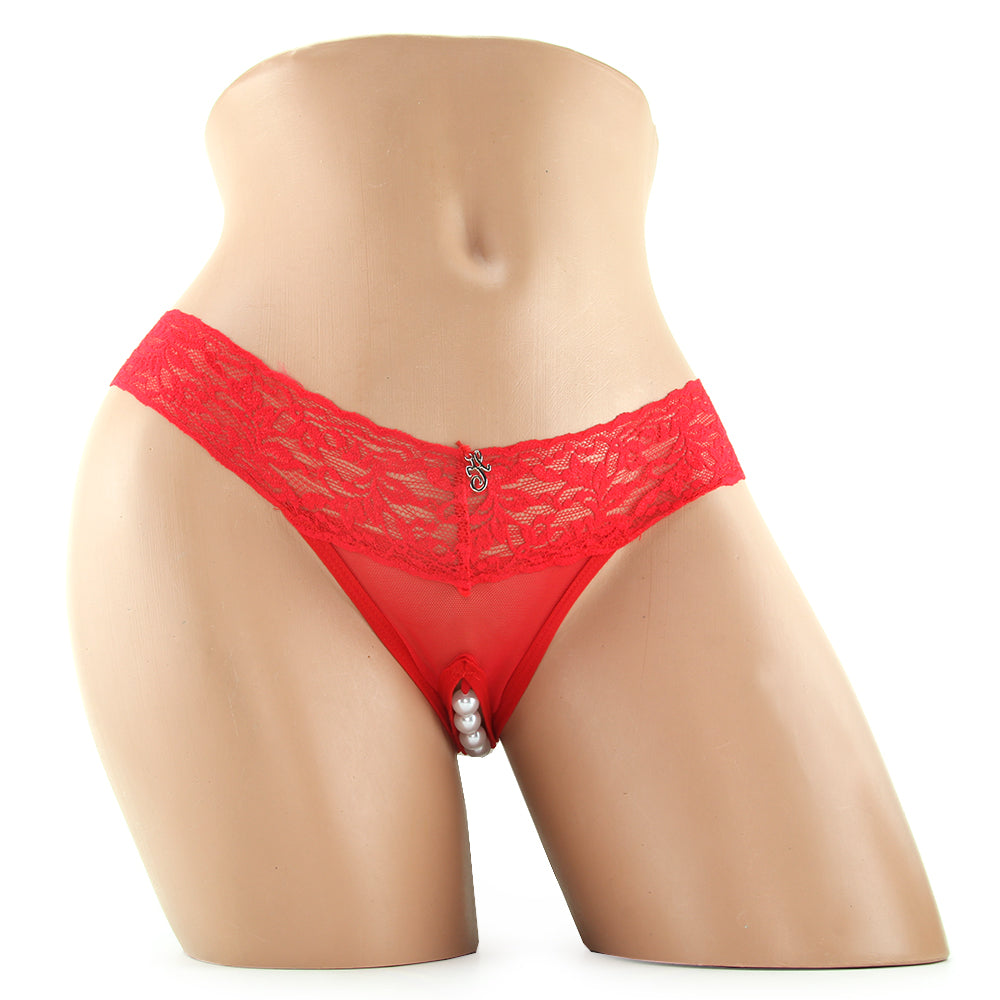 Stimulating Panties with Pearl Pleasure Beads Red