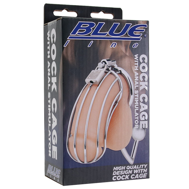Blue Line Cock Cage with Anal Stimulator