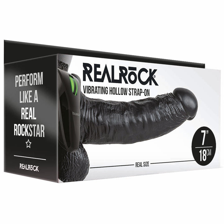 Real Rock Hollow Vibrating 7 Inch Ballsy Strap-On