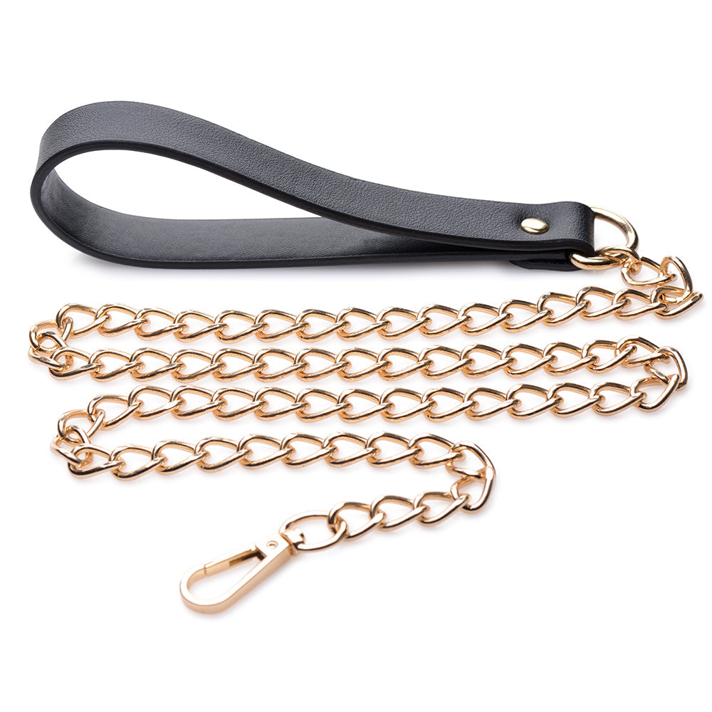 Master Series Leashed Lover Black & Gold Chain Leash