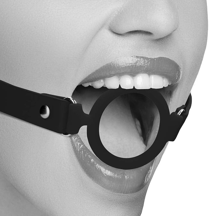 Black & White Strapped Silicone Ring Gag