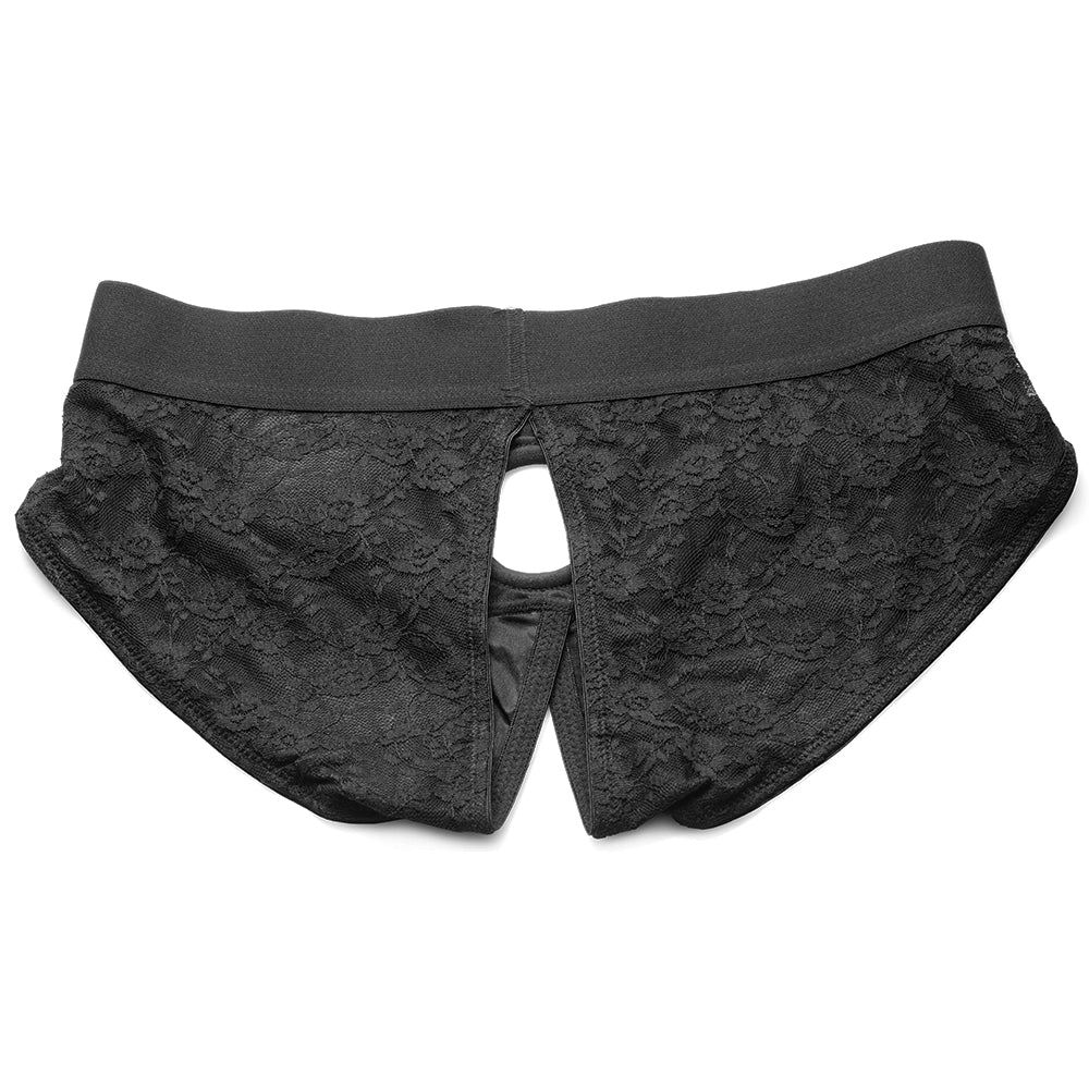 Lace Envy Black Crotchless Panty Harness