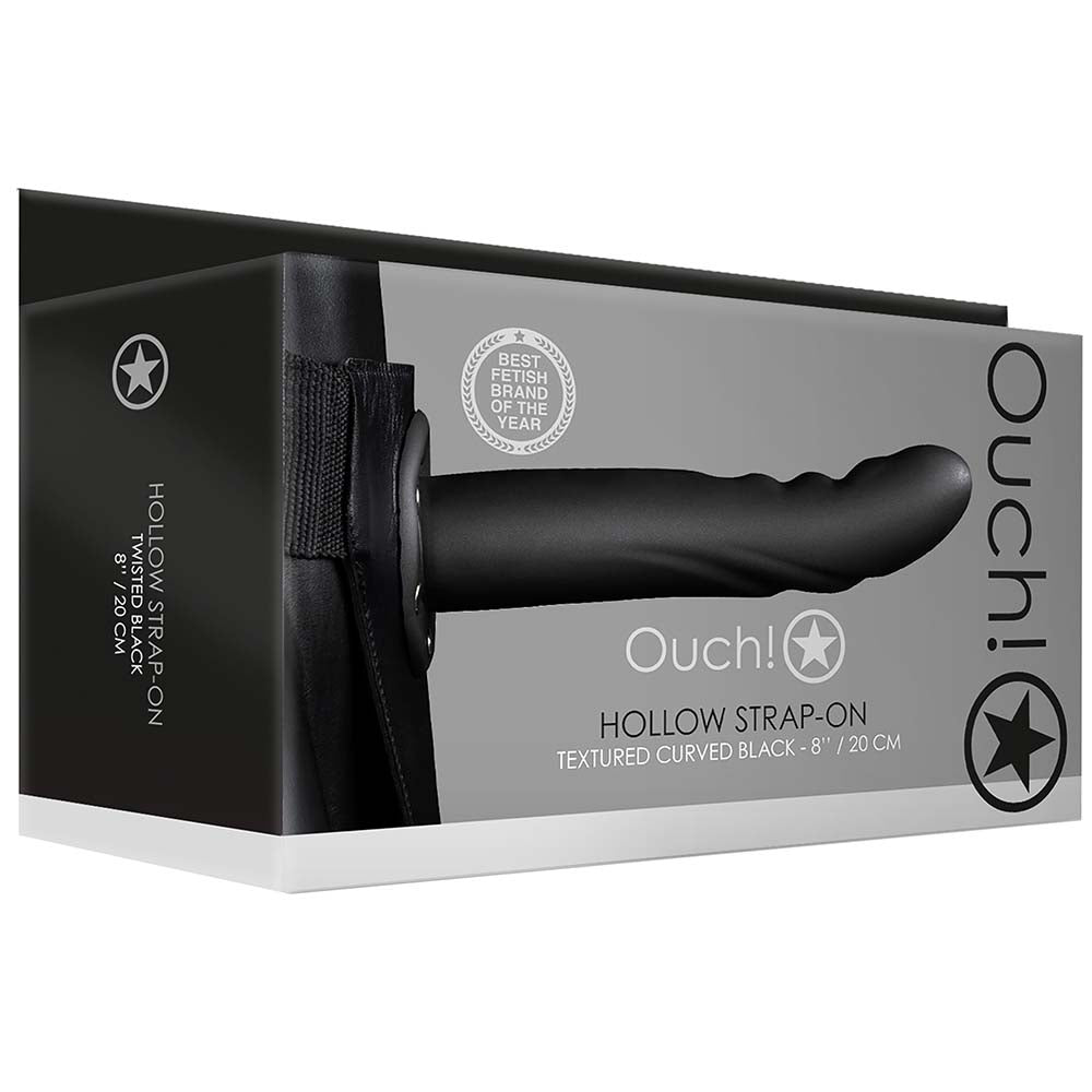 Ouch! Textured Curved 8 Inch Hollow Strap-On