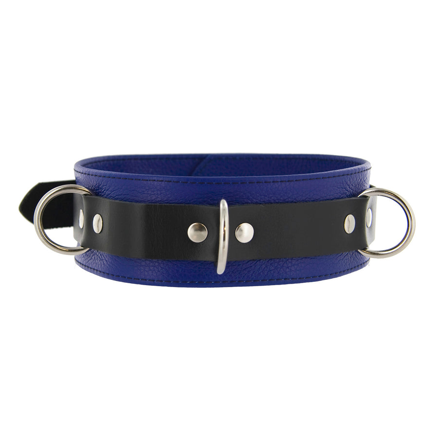 Strict Leather Deluxe Locking Collar - Blue and Black - SL209 - UPC-811847012411