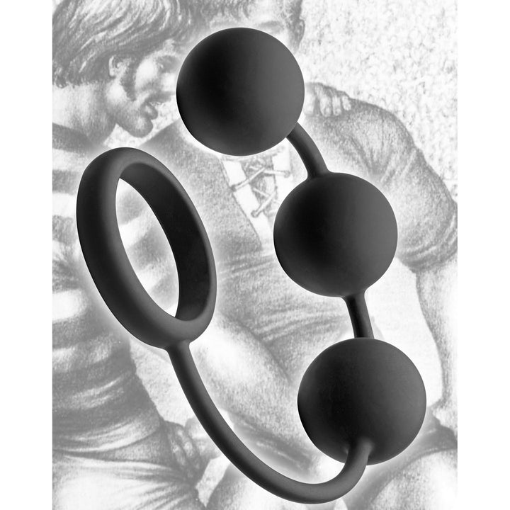 Tom of Finland Silicone Cock Ring with 3 Weighted Balls - TF1932 - UPC-848518019325